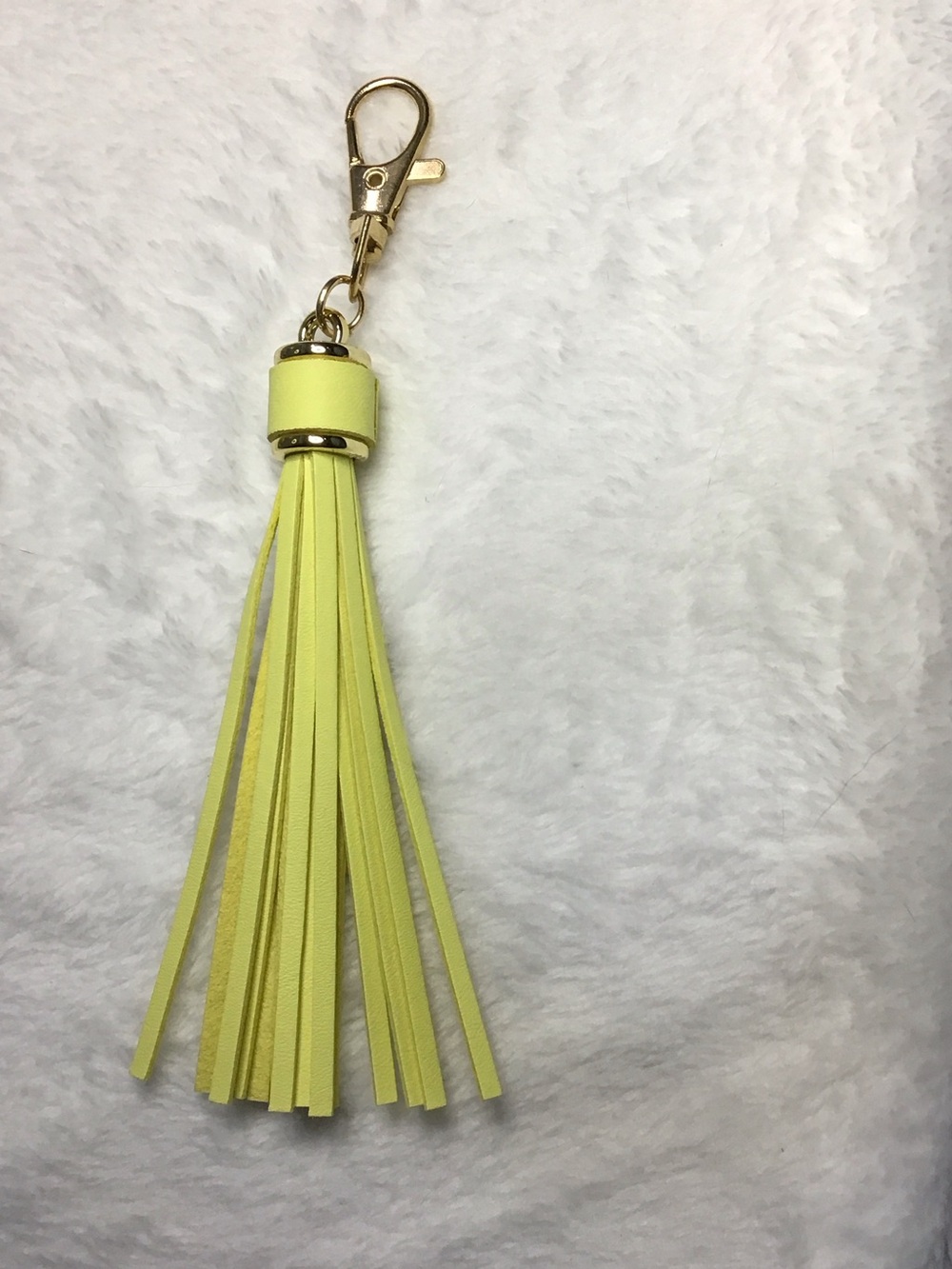 Yellow Tassel Keychain Charm with Gold Clip